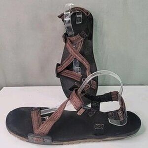 Xero Shoes Z-Trail EV Strappy Sandals Mens Size 12 Black Brown Minimal Barefoot